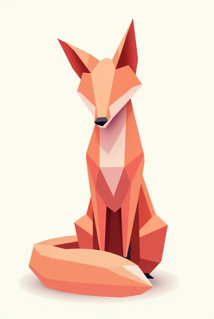 2D geometric design with stylized angles of a seated fox 