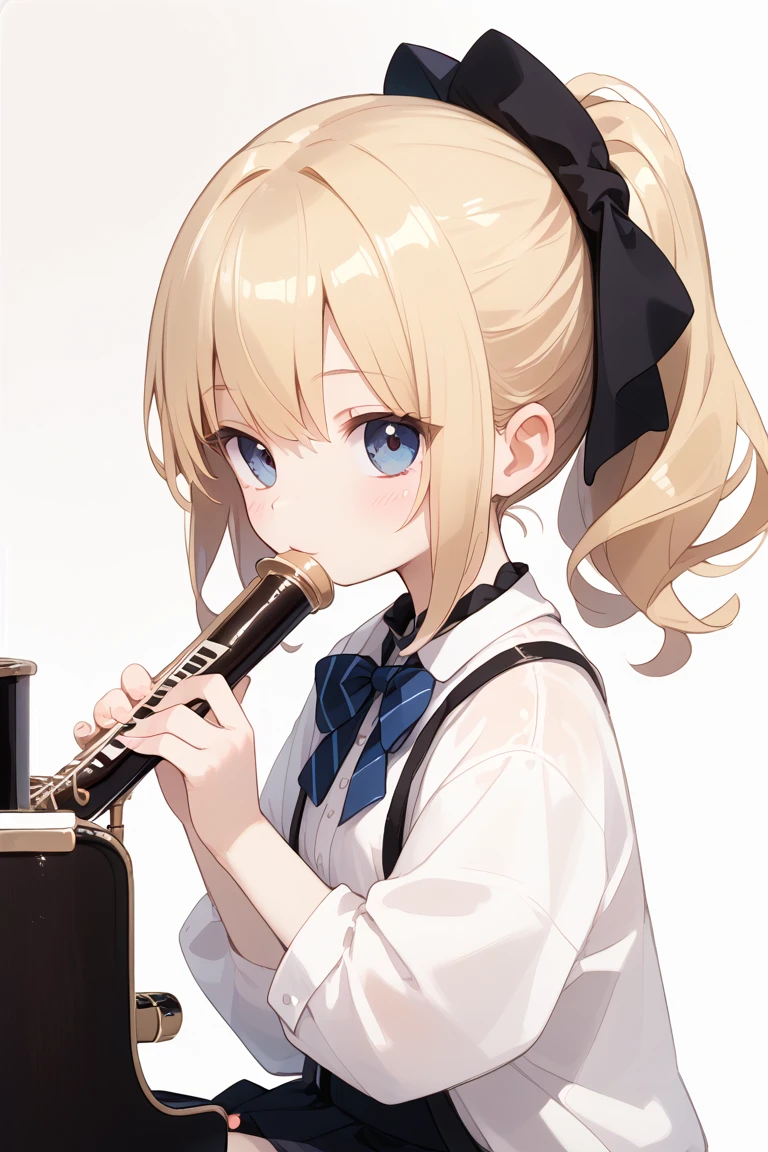 Blonde woman playing the saxophone