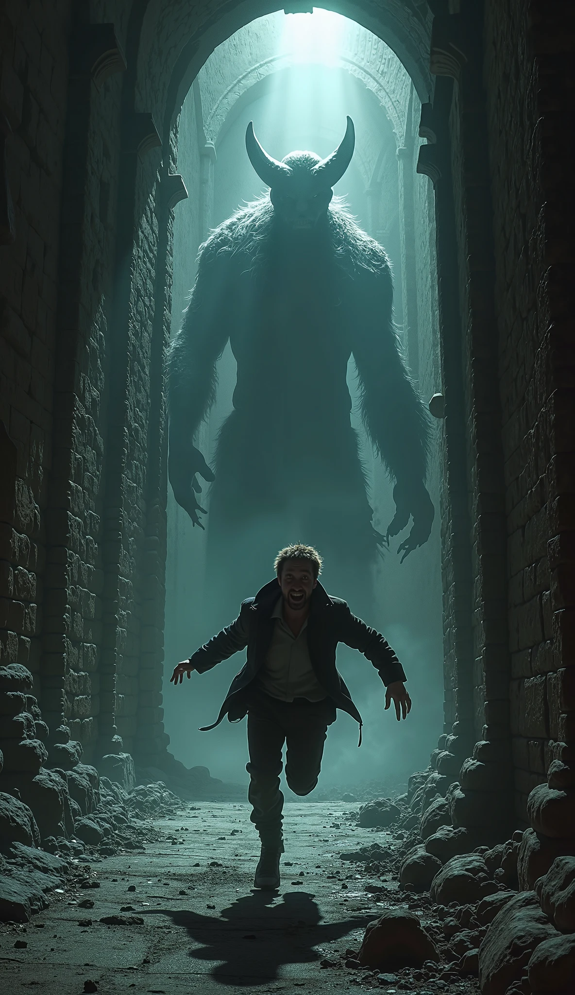 pulp horror, scary, man screaming,Frankenstein's monster,vampire,ancient tomb<lora:EnvyPulpHorrorXL01:1:1:lbw=ALL>