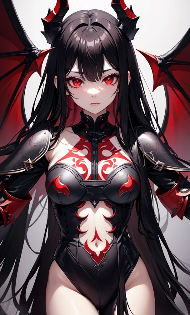 perfect anatomy, masterpiece:1.4, best quality, 8k, beautiful detailed grow, daydreaming expression, break, ((in the Land of Death)) (Double Exposure, silhouette:1.2) (solo curly:1.2 black hair long hair evil god girl), ((15 yo)),  (evil red eyes), (evil:1.5 smile, evil tattoo, growing tattoo), break, (in a evil god robe), (splash blood skin).