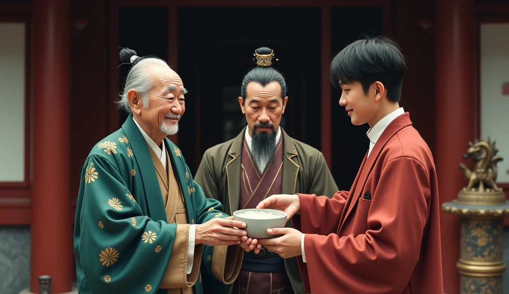 Era uma vez, a wise master teaching his students in ancient China, The sage took the glass and smiled and said