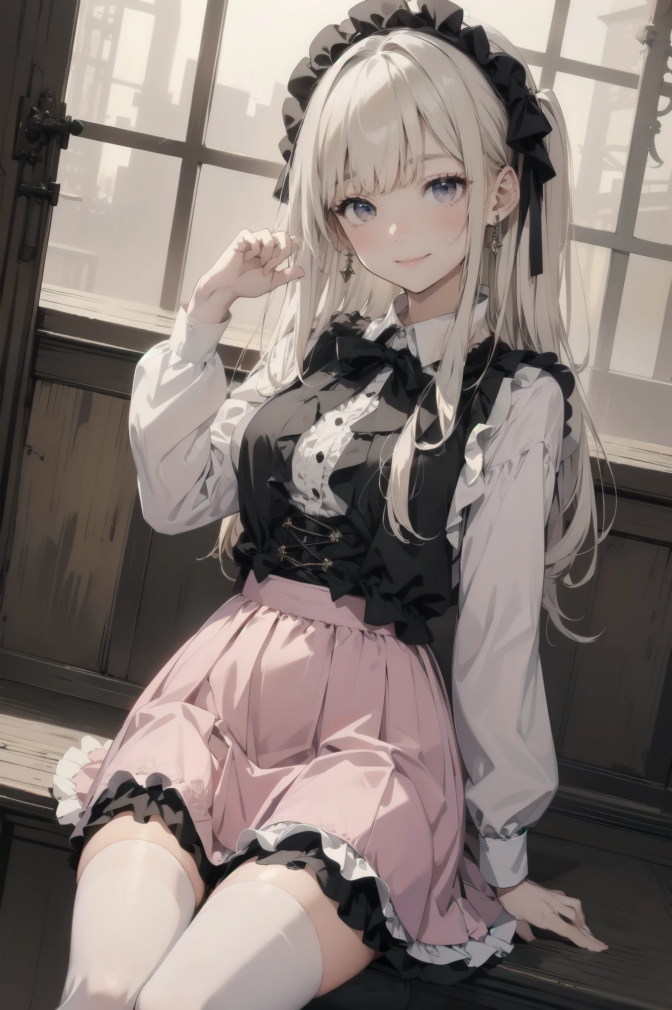  Beautiful Girls、とても cute天使、Pink ta Dress、 cute、smile、 Long Skirt、 Black Long Boots 、