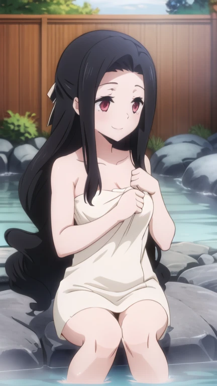 (masterpiece:1.3), (best quality:1.1), (8k, ultra detailed, ultra high res:1.2), ((anime style)), detail perfect 5 fingers, perfect anatomy,
1girl,
kamado nezuko,
BREAK long hair, wavy hair, forehead
black hair,
pink eyes,
ribbon,
small breasts,
nsfw、Swimwear