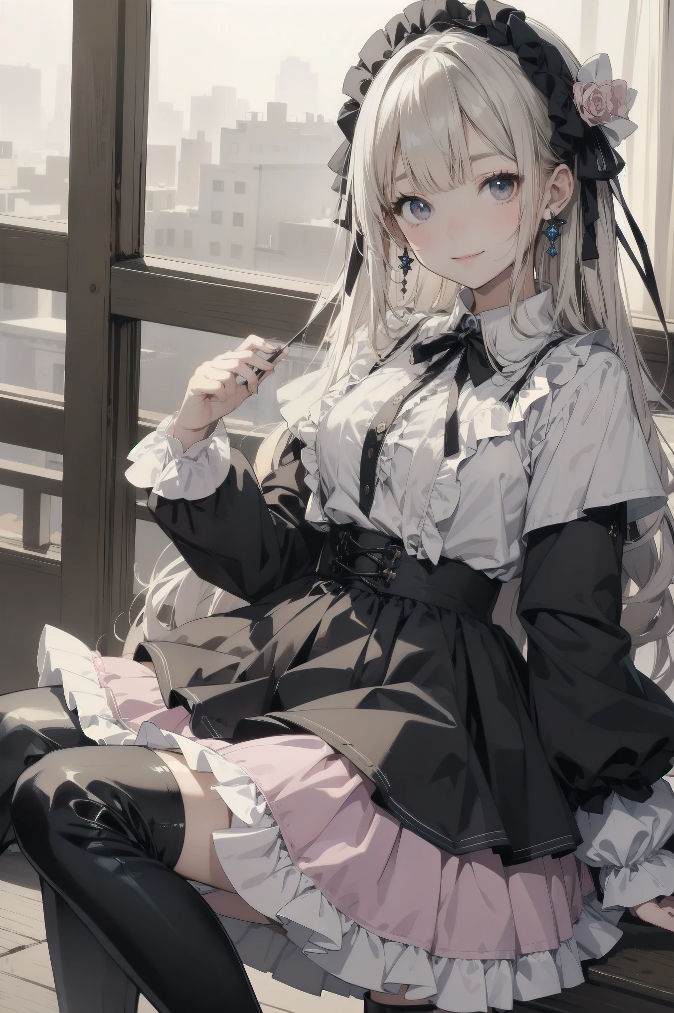  Beautiful Girls、とても cute天使、Pink ta Dress、 cute、smile、 Long Skirt、 Black Long Boots 、