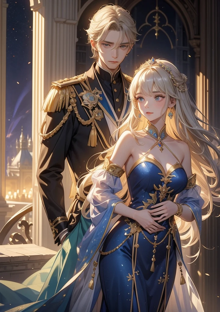 best quality 。 detailed depiction 。A man with short blonde hair and ...