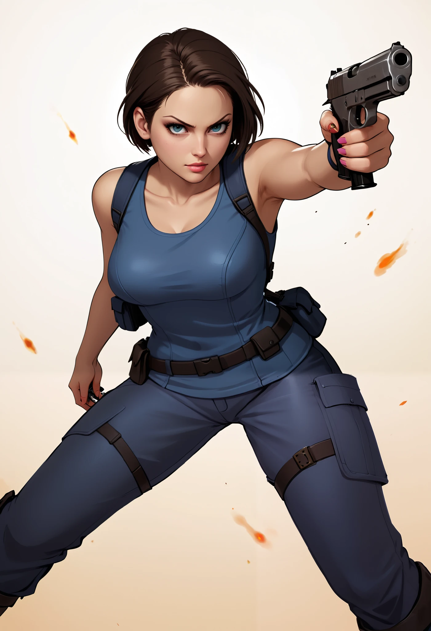Jill Valentine in action position with her gun pointed