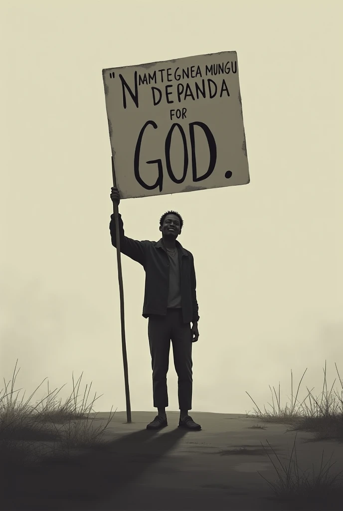 boy with a cap standing behind the billboard billboard says land of saint