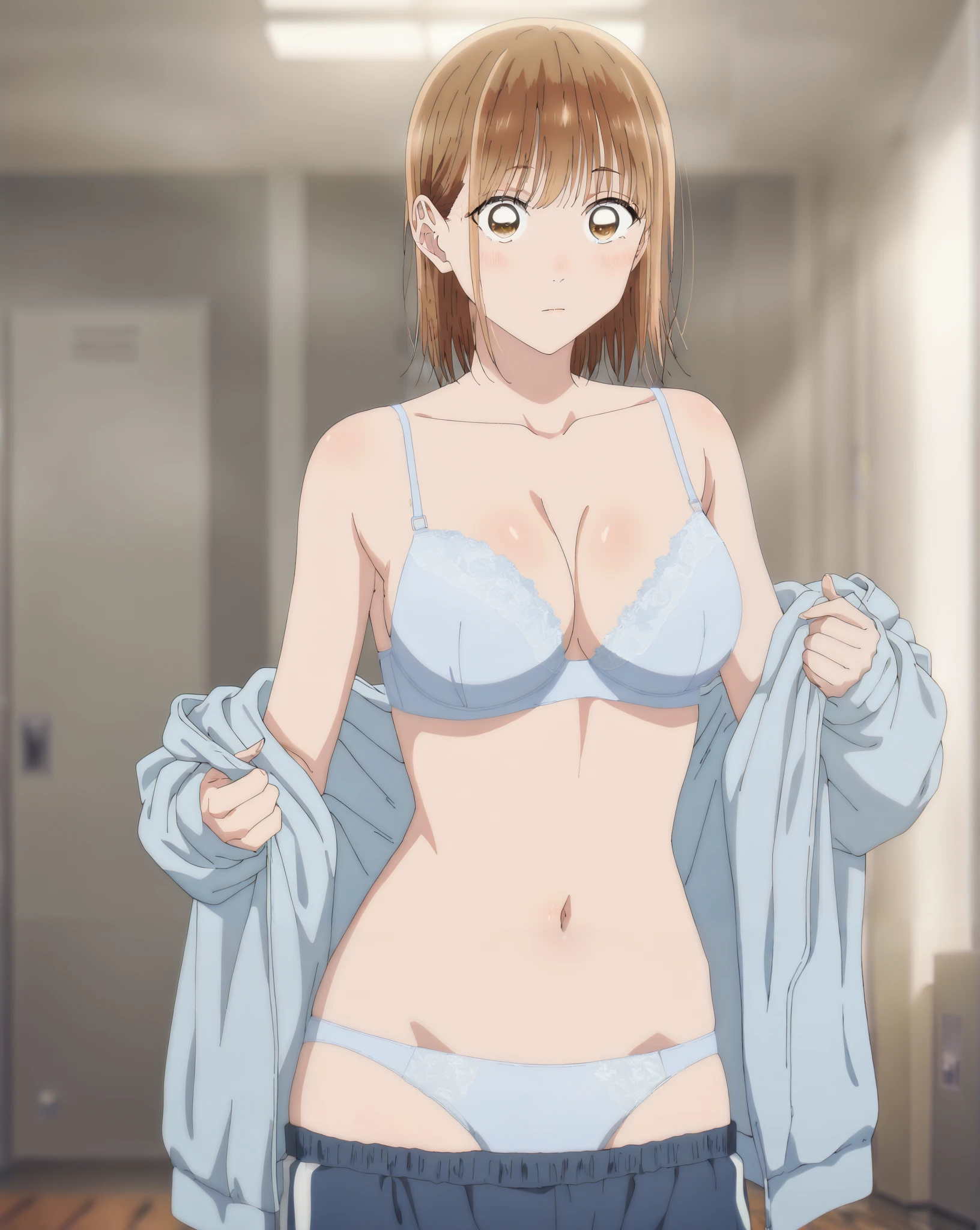 Aoki Clair,brown eyes, freckles, (((realistic white lace panties,white lace bra ))),cowboy shot, kneeling , inside the classroom, looking at the viewer, dark atmosphere ,
break masterpiece ,8k unity wallpaper,anime key visual,highest quality, High resolution, unity 8k wallpaper, (shape:0.8),anime coloring,highly detailed face, detailed eyes,growing eyes,fine skin,white skin,dense skin,detailed hair,highly detailed legs,perfect lighting, Detailed CG, (perfect hands, perfect anatomy),High resolution,(Detailed wear ),slender limbs, delicate curves, dainty hands,figure:0.8,