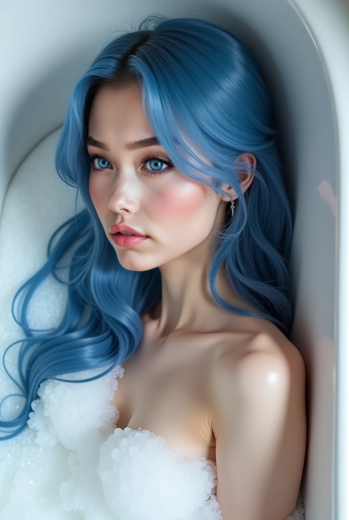 emily, corpse bride at 18 years old nude at the bath, pubic hair, blue hair, bridal diadem