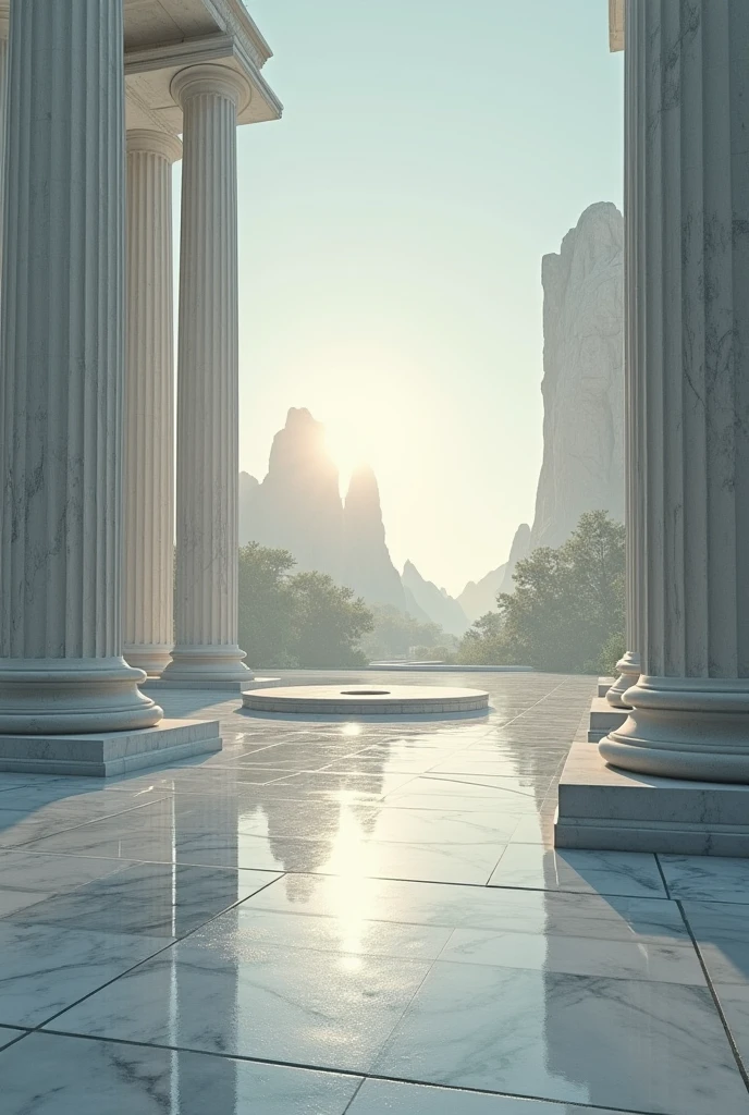  When I arrived at Planet Plato ,  Laura was fascinated by the floor covered with large marble slabs that reflected the soft light of the sun ,  as if the whole planet was made of perfect matter .  in every corner ,  floating columns of white marble rose ,  some half way from floating temples that could be seen on the horizon .  The columns seemed to defy gravity ,  but all followed a perfect symmetry .  The air was calm ,  and around the cities floated large crystal spheres that reflected light in multiple directions,  creating flashes all over the planet .  The crystalline lakes shone like mirrors ,  surrounded by lush trees with thin trunks and leaves that grew in almost perfect patterns .  In the center of a floating square ,  a large stone circle marked the place where ideas were exchanged between the inhabitants . The sky was clear , cloudless,  and the sun always seemed to shine softly ,  as if everything was in balance ,  waiting to be understood .