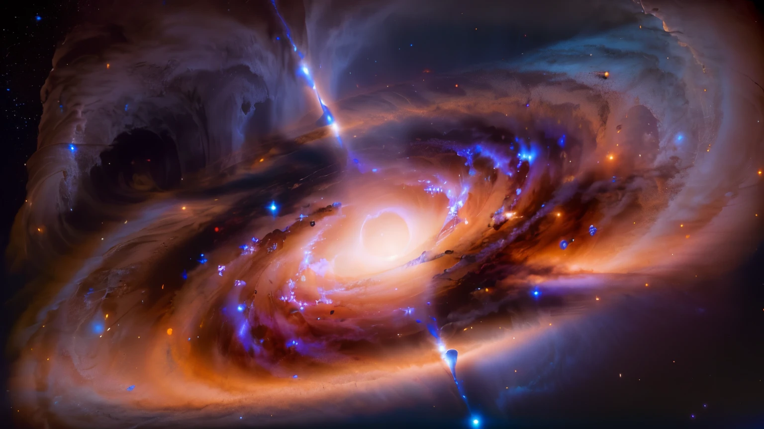 close-up of a galaxy with a black hole in the center, beautiful universe, epic beautiful universe scifi, Fantasy Space, Galaxy Universe SF, surreal space , beautiful universe star planet, Amazing Space Creatures 4K , Great space, Majestic interstellar portal set in the universe, The Birth of the Universe, Space Art, outer space , Galactic Entity , Floating in front of the nebula、 in the center is a giant black hole from an interstellar movie , Super High Definition, high definition , High Quality , plasma clouds 、gravitational radiation 、 swirling chaotic light 、 emits huge jets of plasma vertically from the center、Spacetime is distorted and images look distorted、