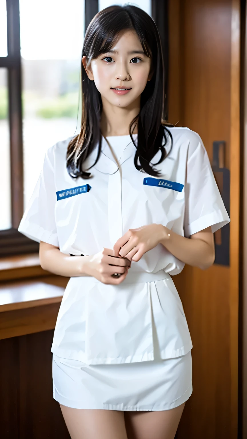Incredibly beautiful Japanese women, school, ( best quality , 8k, Masterpiece :1.3), Masterpiece, best quality , skirt flip:1.2, White underwear panties:1.2 , nurse uniform
