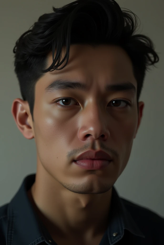 (Highest quality:1.5), (masterpiece:1.5), (8k:1.5), (jungle:1.1), (1 man:1.1), (Completely :1.1), 50 years old, (Asian people:1.1), (combed-back hair:1.1), (Anguished expression:1.2), Sticking out tongue, shoot from front, close-up face