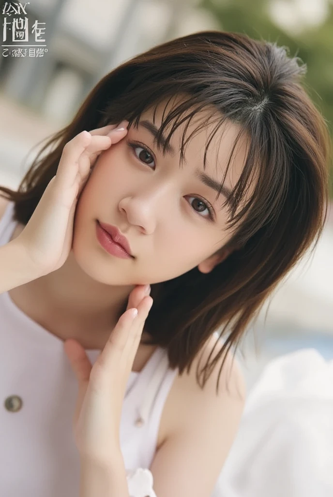 ((Highest quality, 8K, masterpiece: 1.3)), sharp: 1.2, Perfect Body Beauty: 1.4, Slim Abs: 1.2, ((Layered Hairstyles, Big Breasts: 1.2)), (Off the shoulder: 1.2), (nude: 1.2), Face close-up: 1.5, Highly detailed face and skin texture, Beautiful Eyes, double eyelid, Side view of the camera