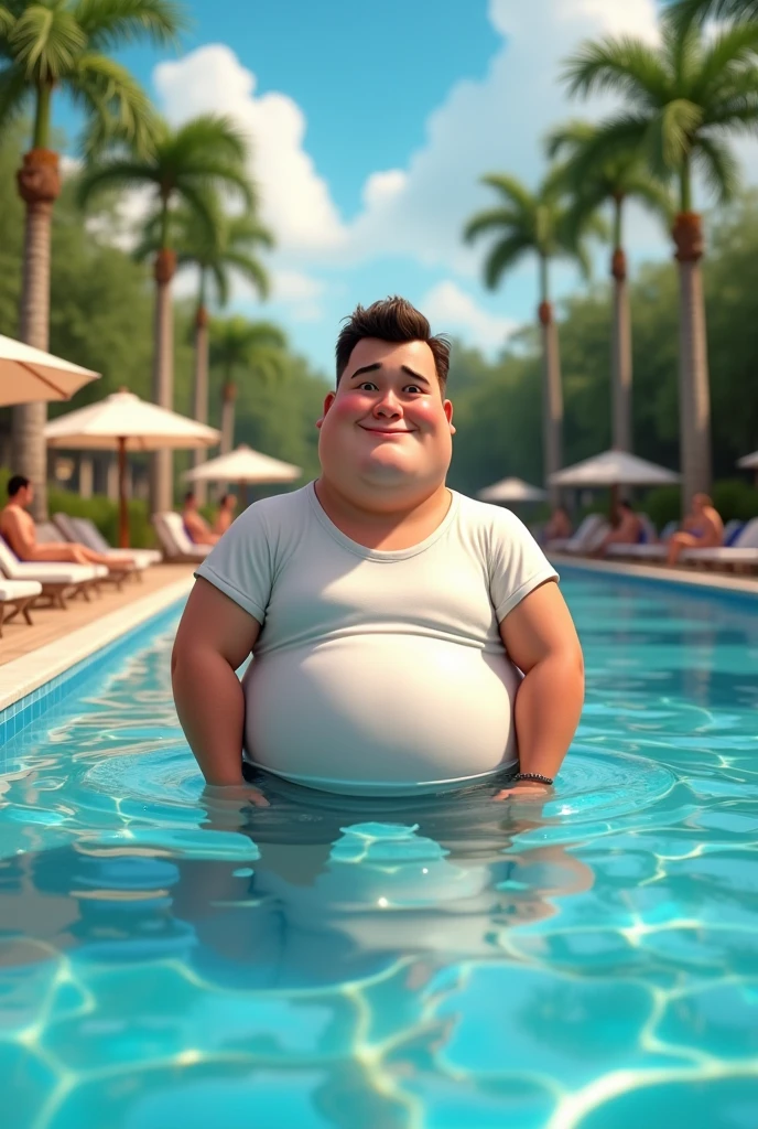 A man who was crushed by a fat man who exposed his stomach in the bath