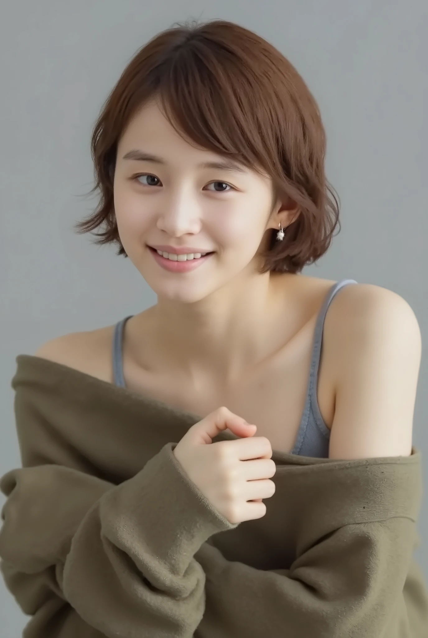 ((nude)) , look up above my collarbone 、 raise my throat and have a cute smile 、Teenage Girl、