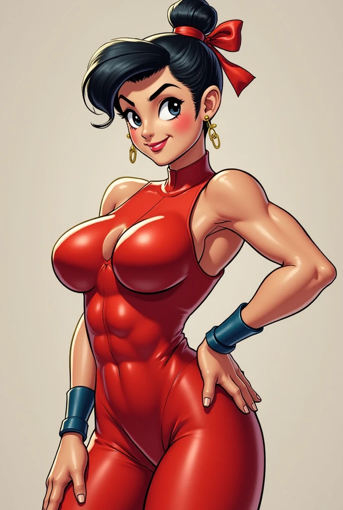 ((beautiful sexy bimbo)), bulma hair, long ponytail, blue eyes, (Chichi:1.5), red lips, ((playboy bunny costume)), ((perfect silicone breasts)), ((perfect body)), ((curvy)) fishnets, ((squatting, legs spread)), ((looking up at camera, high angle)), ((hourglass figure, huge breasts, thick thighs)),