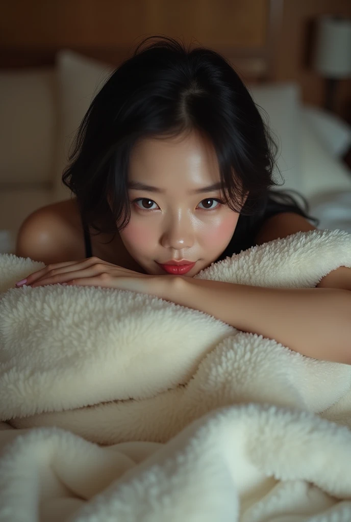 without panties shows her face where she bites the pillow out of excitement when being penetrated by lifting her ass