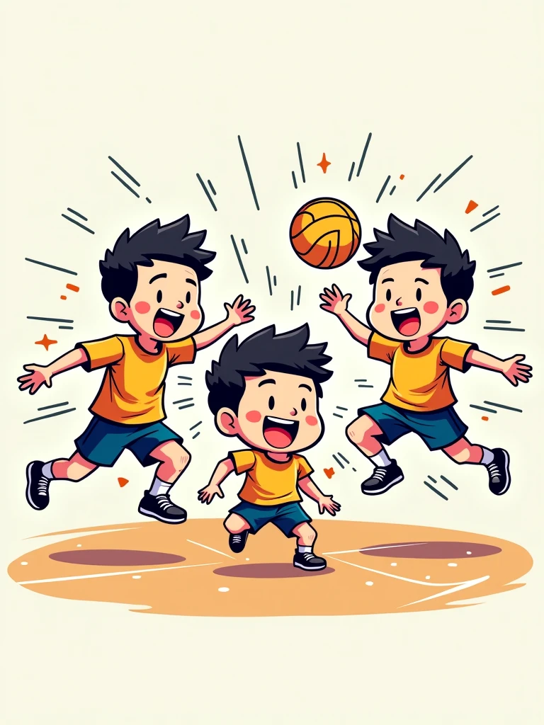 Children passing the ball in a row over their heads from front to back