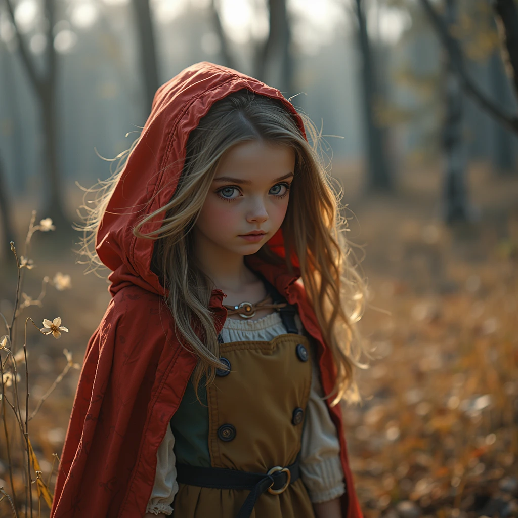 (( RAW photo), absurdo,  Blonde teen with Little Red Riding Hood  ( absurd resolution)),  masterpiece,  better quality (Fondo de pantalla CG de unidad 8k extremadamente detallado), ( best illustration ), (Better shadow),  realistic lighting ,  detailed and beautiful brightness , 