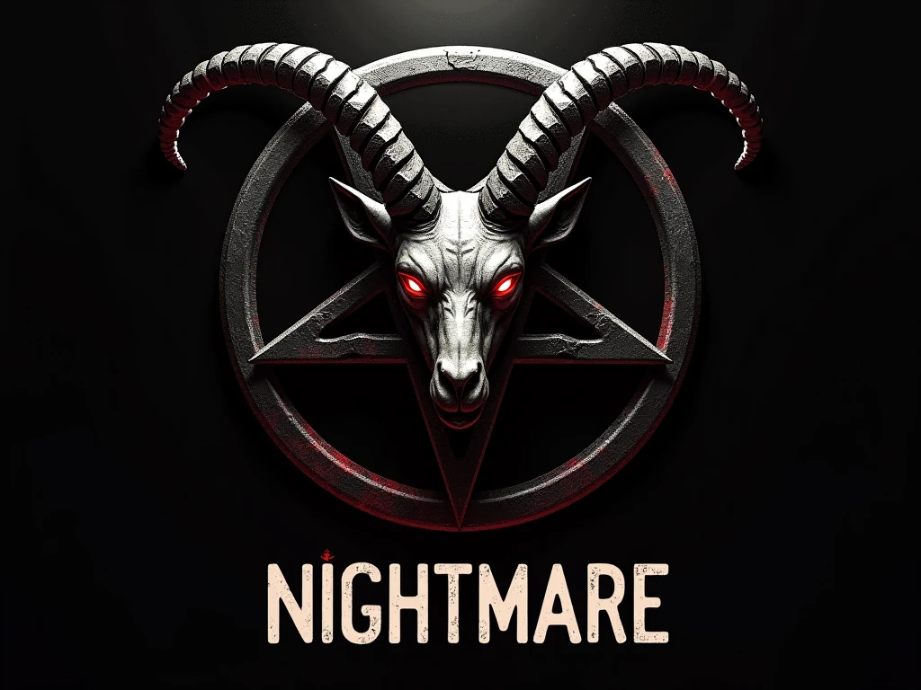 Logo  nightmare witing on it  dark back round  red  font with symbol text font in chunky
Add some  shape on it
Add some logo above like NM and has some wild looking 