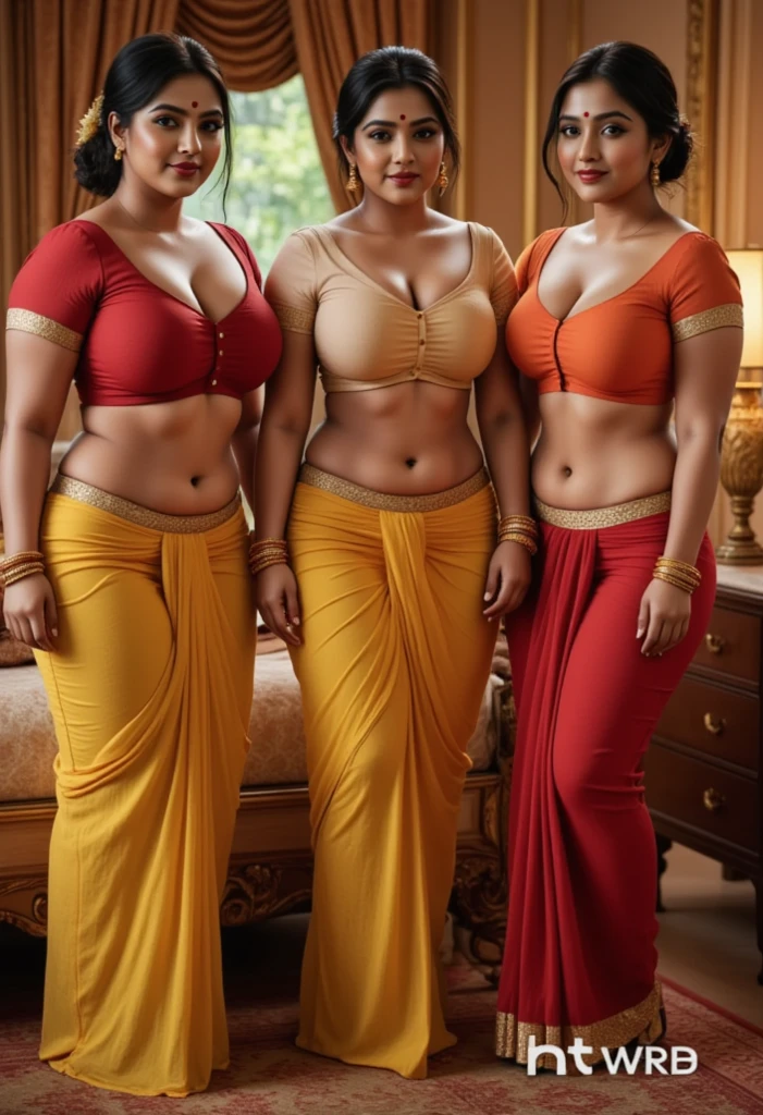 side by side photo of a mallu working woman wearing different costumes,tall, seductive, detailed cute face, full lips, smiling, outdoors, hyper realistic,RAW photo, (high detailed skin:1.2), 8k uhd, dslr, soft lighting, high quality, film grain, Fujifilm XT3