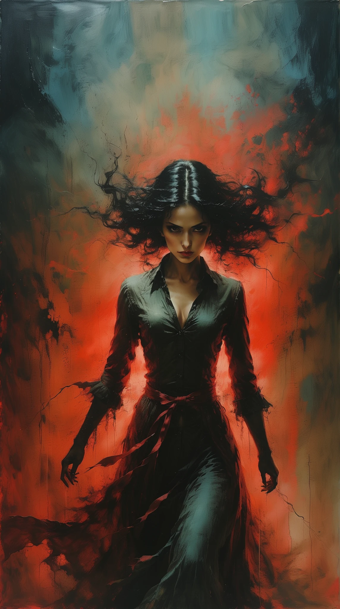The sexy and dark art of seduction (art inspired in Bill Sienkiewicz). oil painting)