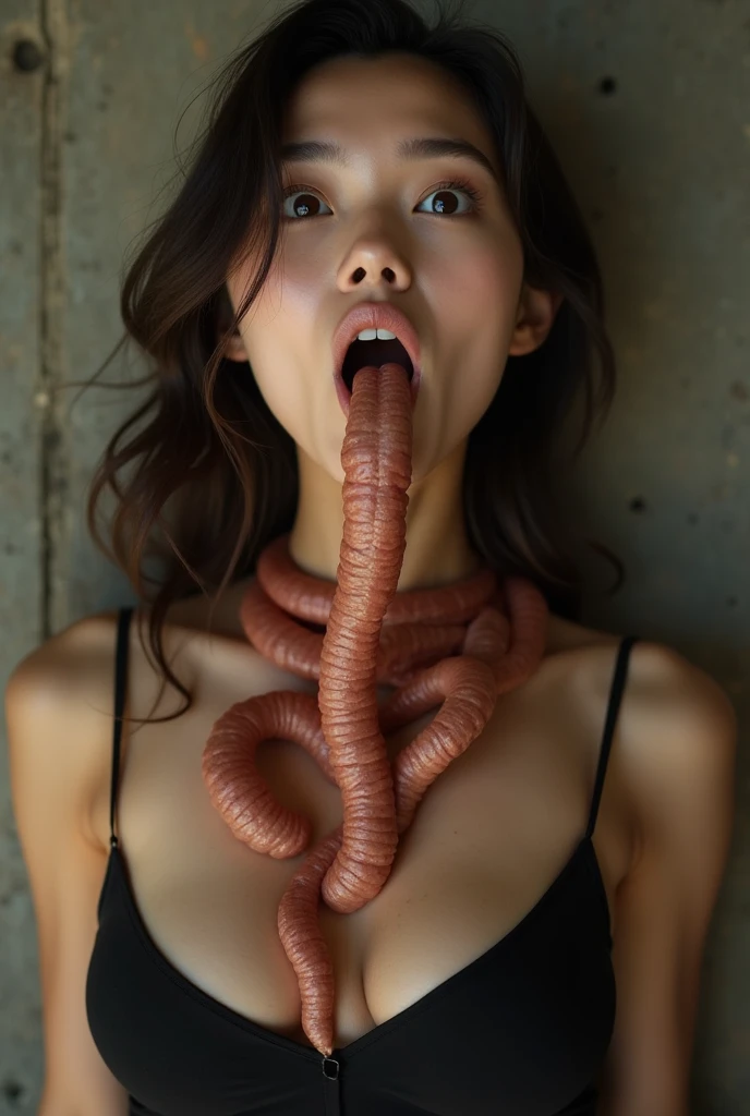 ((highest quality)), ((masterpiece)), (become familiar with), 完璧な顔highest quality, masterpiece, 超High resolution, (photorealistic:1.4), Raw photo,realistic,look at the camera,photogenic quality,Long tentacles invade the cat,Japanese,Beautiful woman,(((spread your legs))),expression of joy,8K,High resolution,short bob,small earrings,angle from below,thin legs,thin thighs,(Kraken Seed Tentacle), A cat stuck in the long tentacles of a grotesque giant octopus,look at the camera,Big and beautiful bust,meat curtain cat、I'm completely naked、on the beach,(((open cat)))