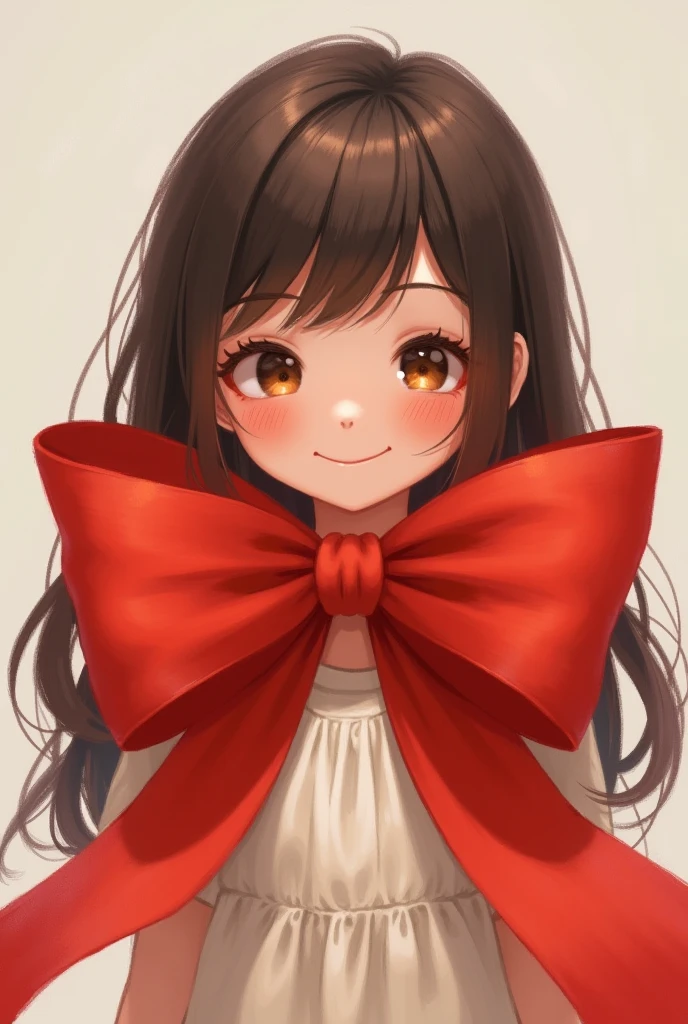 Girl wearing a big red ribbon - SeaArt AI