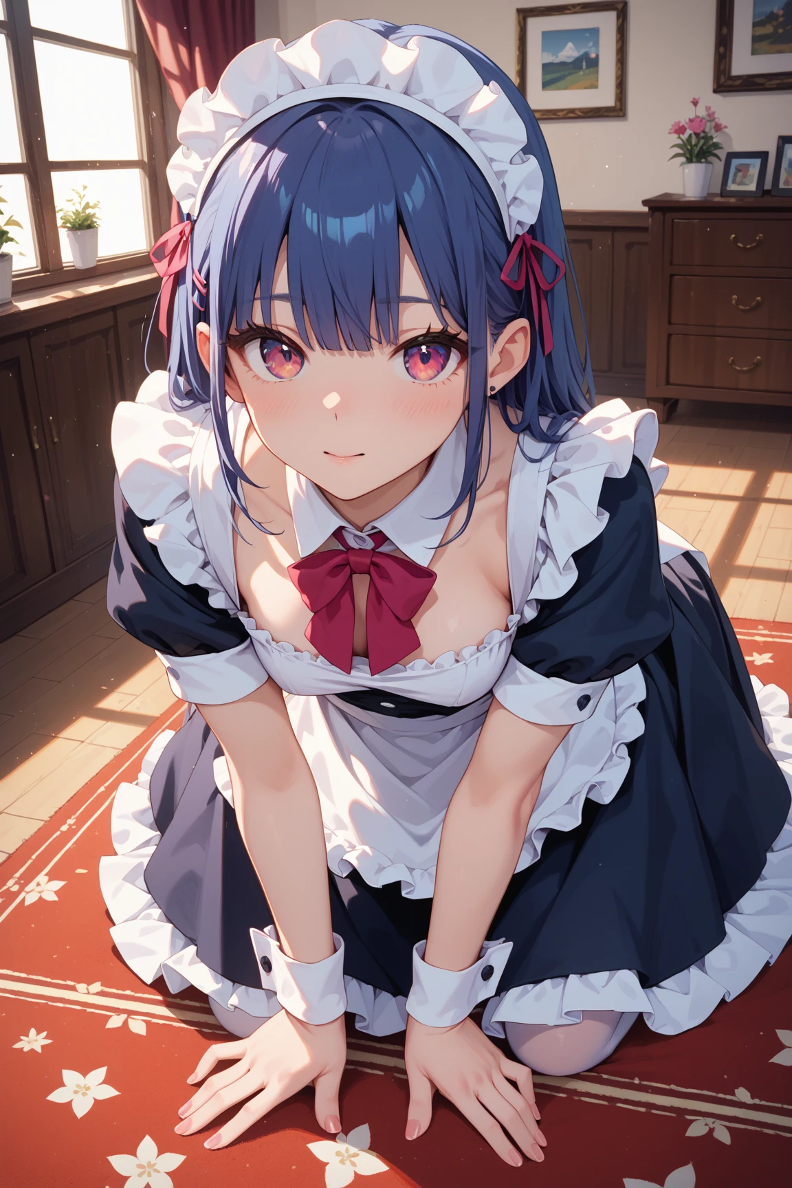 NSFW , on all fours , (Unpleasant face) , Maid , 
