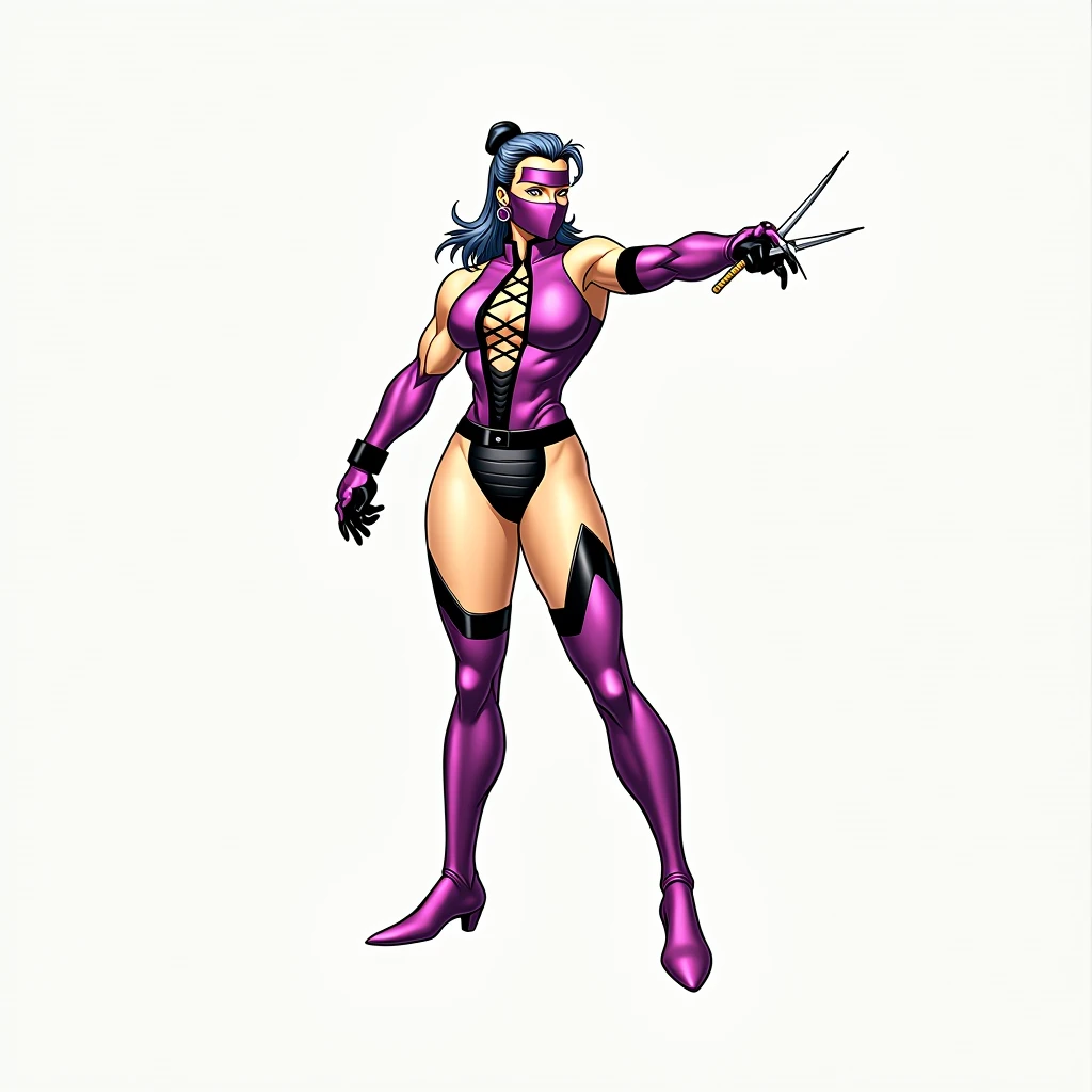 Sheeva has large breasts and she has a cute face and she is wearing her bikinis and she has four arms 