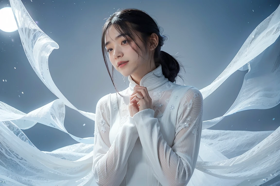 ((masterpiece, best quality)), ultra detailed 8k, photorealistic, sharp focus, highly detailed, professional lighting , shadowmancer, photo of a woman, ink particle, ((swirling black ink floating around)), futuristic fantasy, futuristic black dress, dynamic pose, realistic, masterpiece, intricate details, detailed background, depth of field,