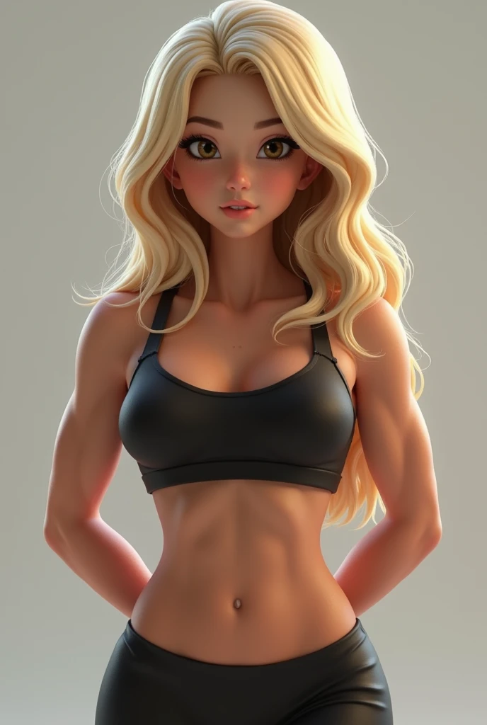girl,Standard chest，c cup，Wearing only a bra and high-cut swimming trunks,Expose navel and pubic bone，Camel toes protrude，behind hands，legs open，An expression of gritted teeth，Turn your back to the audience，movie texture