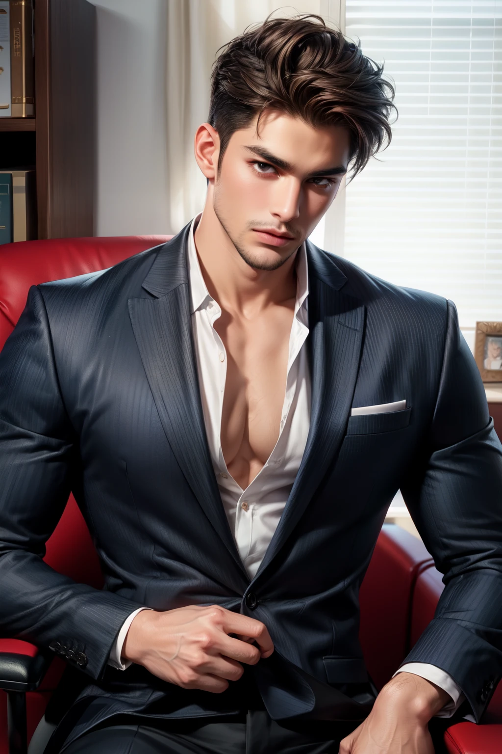 slim american boy, american pop idol, ((moneybags)), ((top-quality, 8K, tmasterpiece: 1.3)), lock focus: 1.2, Handsome guy with perfect figure: 1.4, Detailed depiction of facial and skin textures, 詳細な目, skiny, Handsome face, Symmetrical face, whole-length, Thigh thick, high end suit, Sitting in a convertible