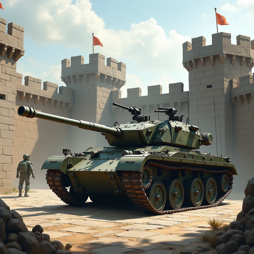 <lora:Tortoise_Tank_SDXL:0.7> cartoon, a scenic garden in front of a big palace,  in the distance a trtsetnk tank is parked near a water fountain among all the grass and vegetation, cinematic and highly detailed image,