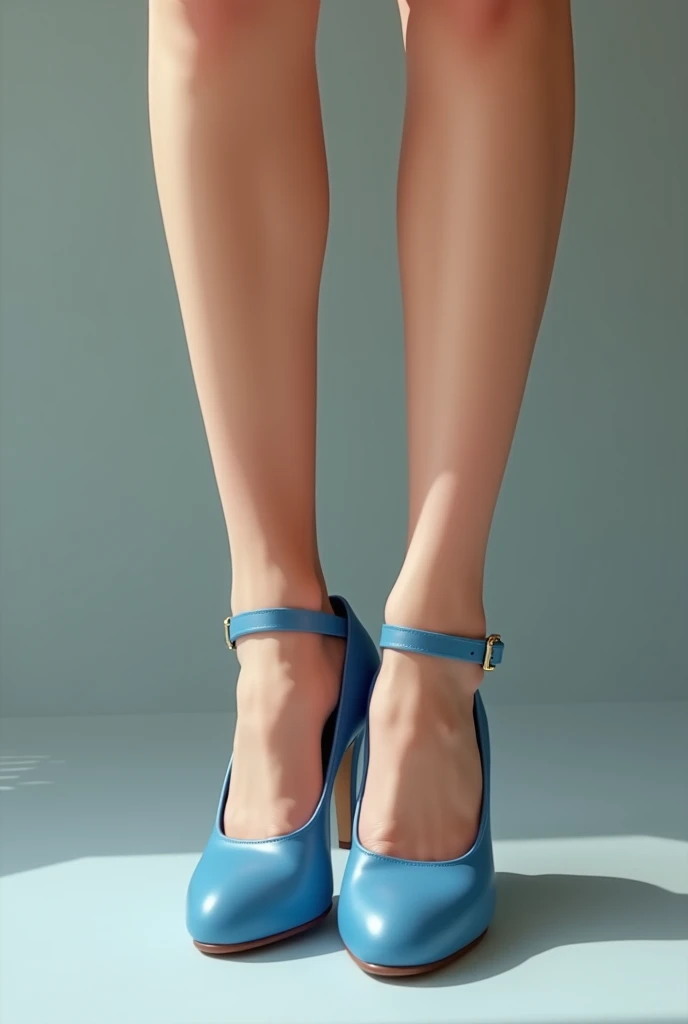 a Scarpin shoe closed blue thin high heel with 5cm, thin beak, smooth, made of leather in blue color, good lighting, white background, 8k, ultra definition, best quality, amazing, opaque, matte,