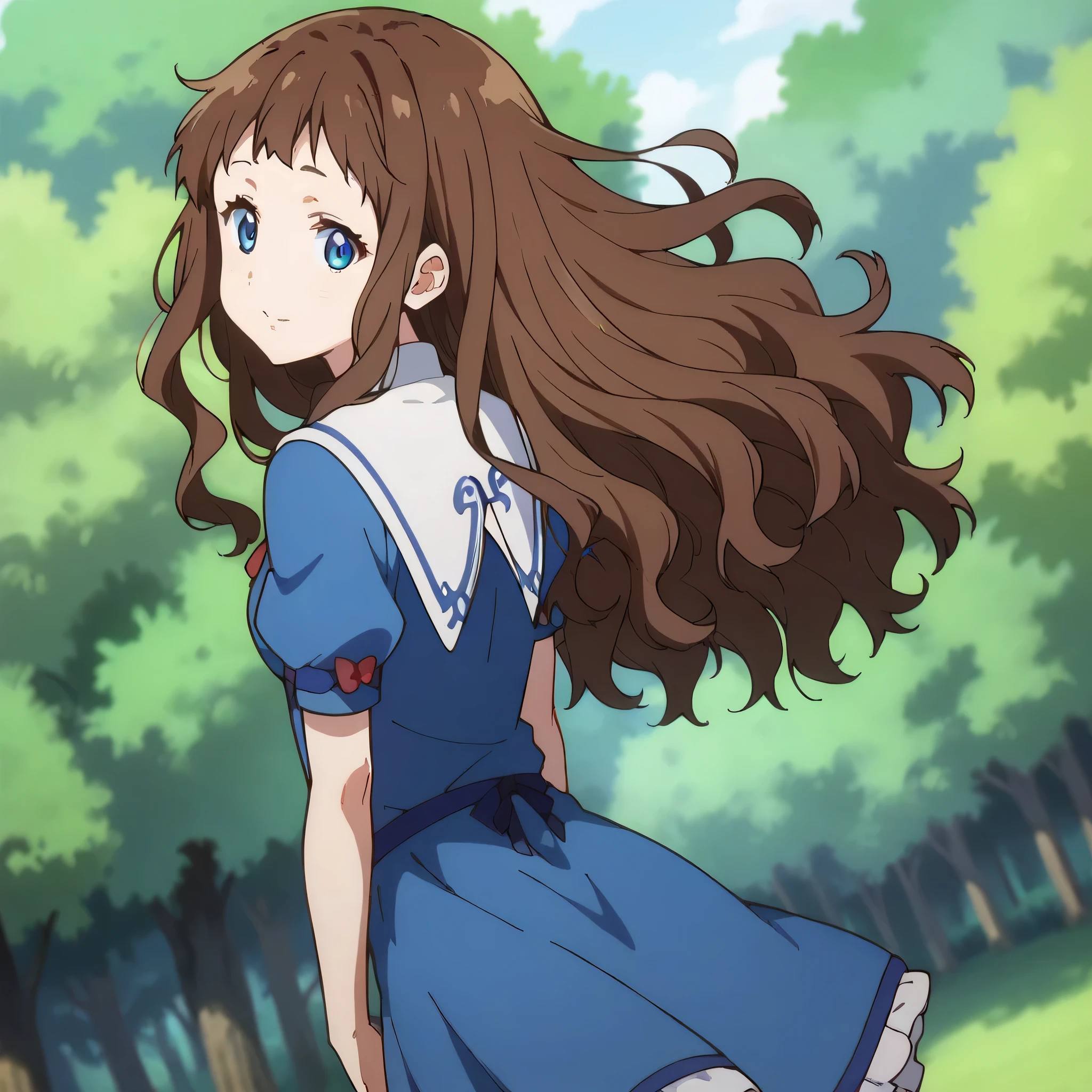 score_9, score_8_up, score_7_up, source_anime,
arche, ai shindou, long hair, blue eyes, brown hair, wavy hair,
skirt, magician dress, mage outfits, several white floating wings,
indoors, bent over, smile, forest, sit on a fallen tree,
looking at viewer, cowboy shot, dutch angle, solo,