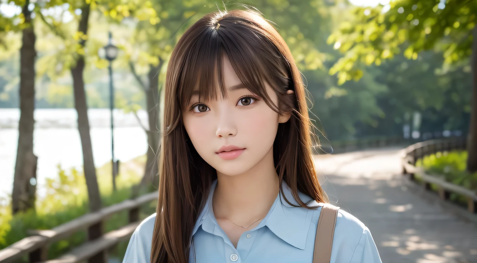 ((top-quality、8K、masterpiece:1.3))、Crisp focus:1.2、Beautiful Women in Perfect Style:1.4、Slender Abs:1.2、((dark brown hair、Colossal tits:1.2))、(White button-up long shirt:1.1)、The bikini、Highly detailed facial and skin texture、A detailed eye、二重まぶた