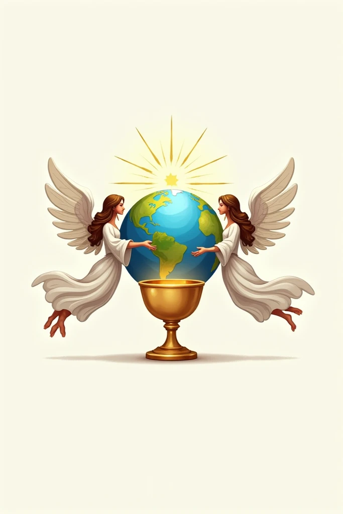 7 angels with golden cups in their hands and the earth beneath them