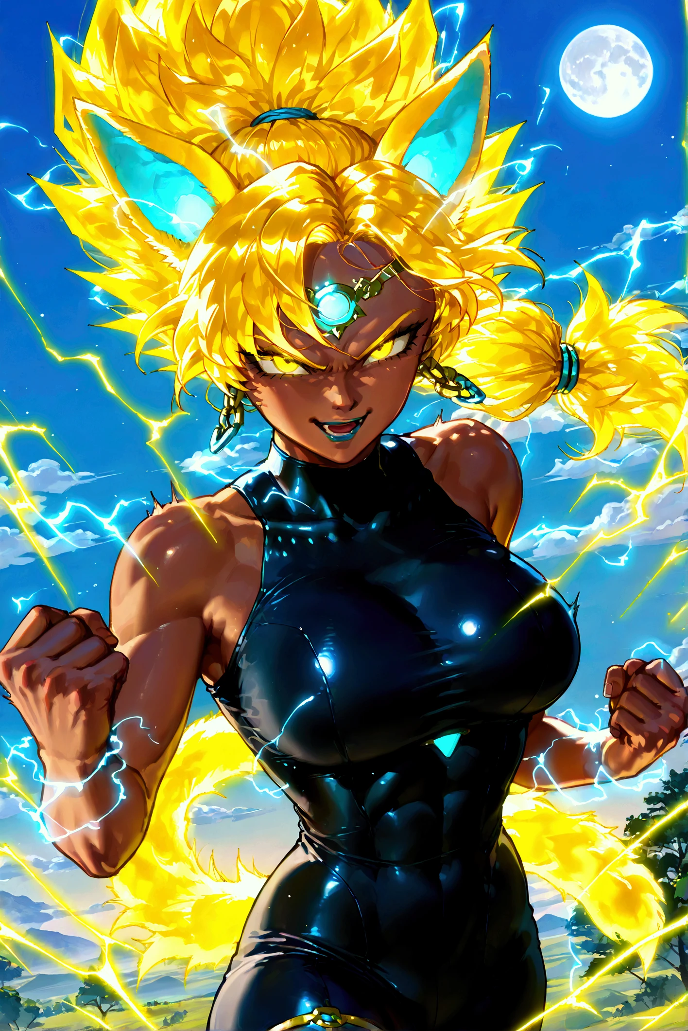 cleavage, bodybuilder, <lora:Amazon-V3:1>, son_goku, super_saiyan, yellow_hair, yellow_eyes, aura, fighting stance, (masterpiece),shouting,high contrast, pastel colors, watercolor \(medium\), (illustration:1.2), 1 man,full body, (muscular:1.3),(Budo uniform:1.2), solo, (detailed background:1.4), hyper detailed, highly detailed, beautiful, small details, ultra detailed, best quality, intricate, sharp, digital illustration, detailed, intricate, 4k, 8k, good anatomy, beautiful lighting, award-winning, highres, (extremely detailed CG, unity, 8k wallpaper:1.1), highly detailed face, zoomout, colorful, vibrant colors