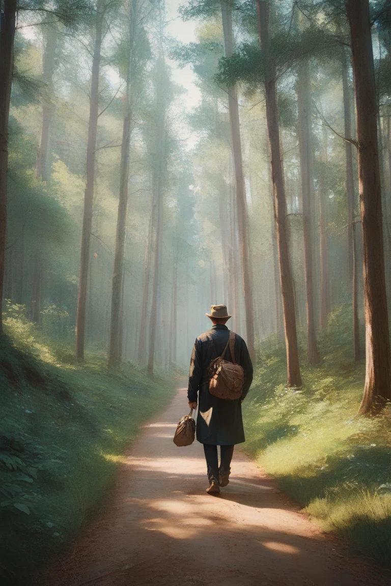 Black man walking in the forest 