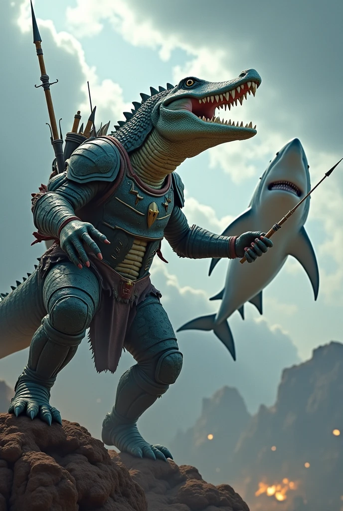 (masterpiece), best quality, a skelleton pirate riding on a crocodile, ((underwater:1.3), pirate clothes, pirate, skull, perfect crocodile, ride on, adventure, magical, bubbles,  Tracking lights, coral, realistic, perfect lighting, fantasy, adventure, sharp teeth, giant crocodile, sea monster, epic, monster on the background.