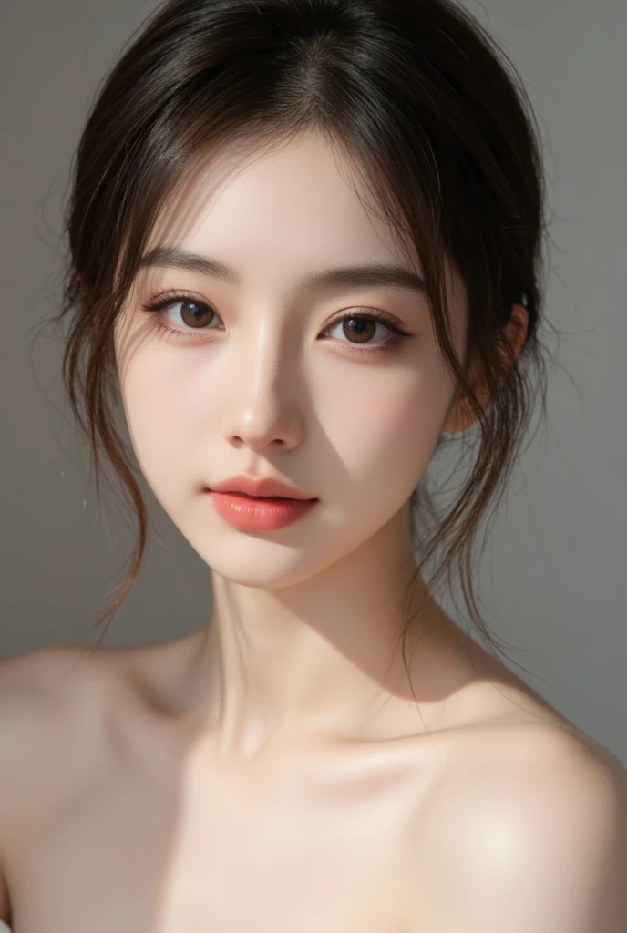21-year-old girl, big breasts, beautiful breasts, highly delicate skin, HD, goosebumps, visible pores, intricate, masterpiece, highest quality