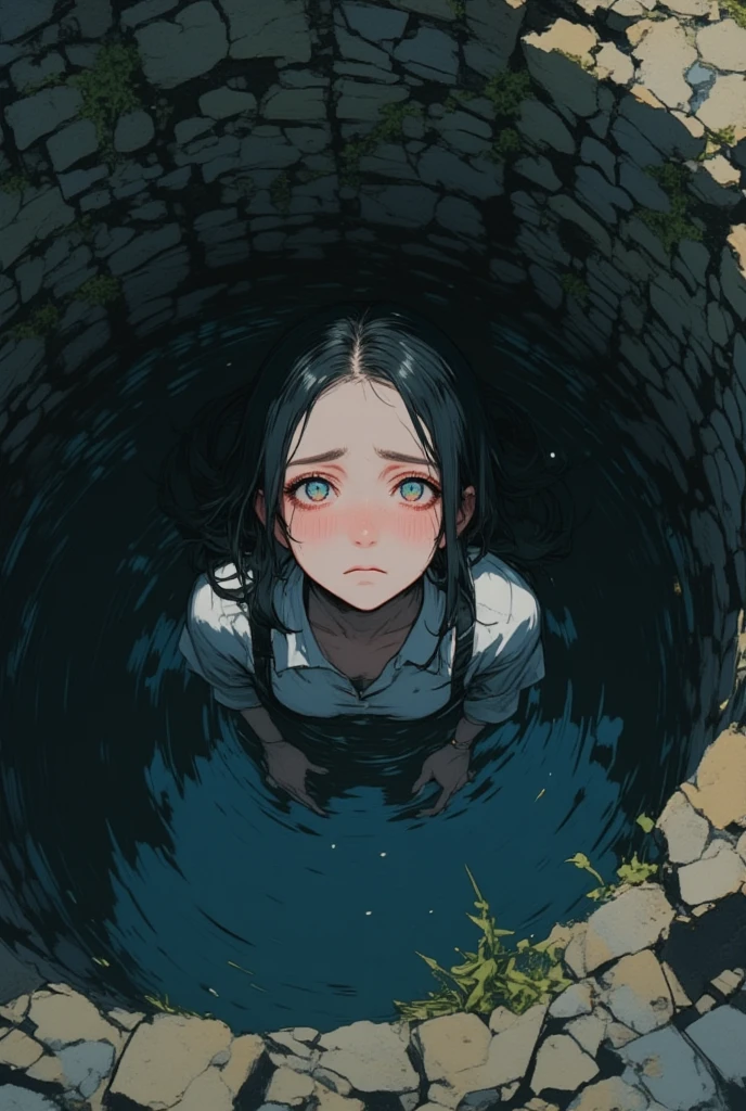 Spooky places, dark atmosphere, (Not used, A dilapidated and dirty well in the garden and Sadako), (masterpiece), (highest quality), (Ultra high detail)