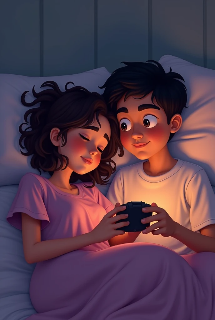 anime, A couple sleeping on video call, the Chilean girl and the Argentine boy