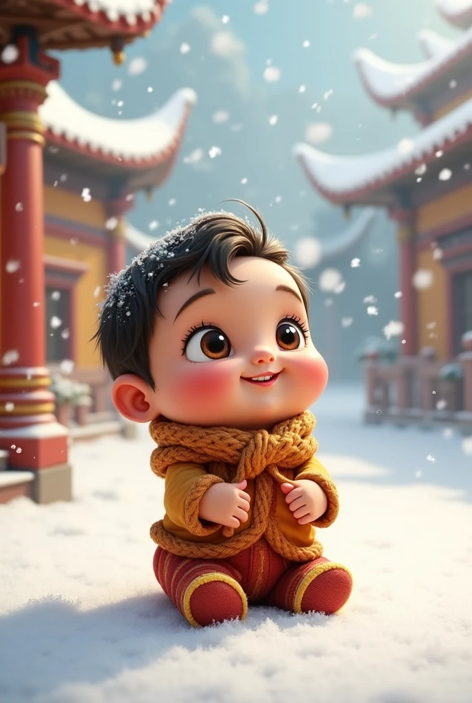 baby spider man, portrait photo, light eyes, samurai haircut, red coat, closed face, front view, maya 3d, rendering man, 32k uhd, gray background, happy