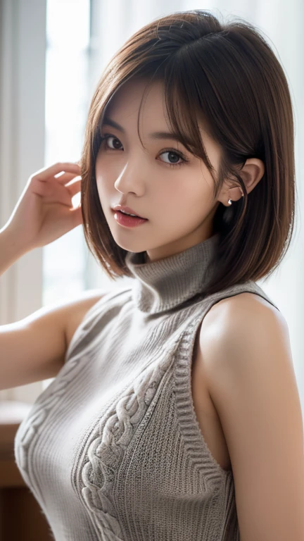 Ultra-high resolution, Superior Quality, highest quality, Super detailed, Realistic, 8k, RAW Photos, highest quality, masterpiece, Attractive girl, A wonderful girl, Black Hair, Shoulder-length layered, Asymmetrical bangs, Japanese Idols, Sophisticated, stylish, Off-the-shoulder tops, Shibuya Ward,