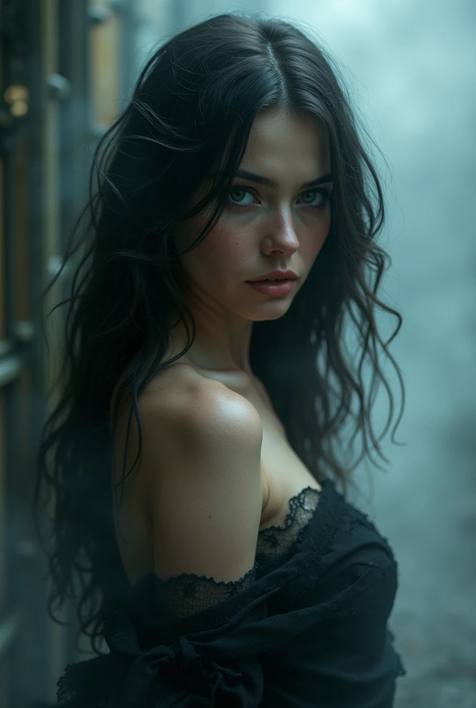 Beautiful woman with torn clothes