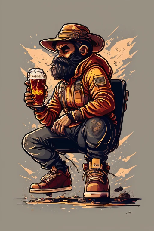 ((( Use the image as a reference))), full body photograph, He has a gray beard ,  wears a white hat on his head,  Just plump plump Thick thighs.it is painted in a cartoon .  Create the Character in the Sitting Position on a red couch, he holds a glass of drinks with his right hand .⚠️,  best quality ,  hyperdetailed ,  cinematic light , intricate details,  High resolution , 8k,  Extremely Detailed )), 8K UHD, dslr,  soft lighting ,  high quality,  film grain , Fujifilm XT3,  shallow depth of field , natural light, ( perfect hands),  s , full body photograph.