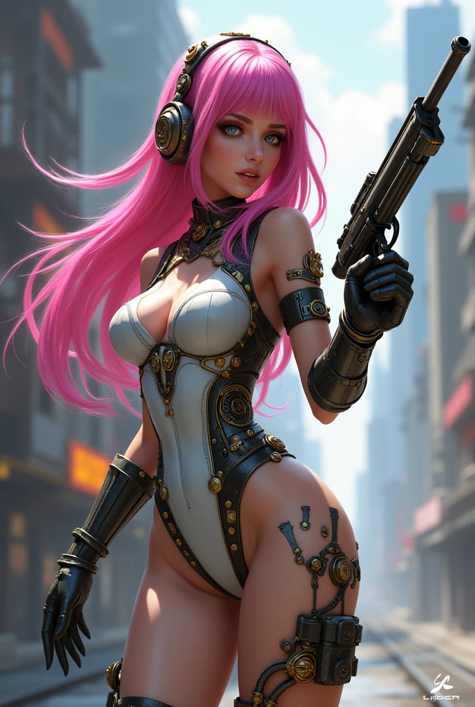(Best Quality, 8k, Masterpiece: 1.3), (fullbody:1.3), young steampunk woman in red hair and goggles, in the style of gothic chic, dark white and dark pink, dark gold and light crimson, dark crimson and light black, witchcore, dark silver and dark pink, mallgoth, steampunk purple corset, steampunk top hat, victorian age dress, neon, mist, ((cartoon: 0.5)), tight, small, neon signs, dynamic pose, big chest, big neckline, bare arms, slim body, ((slim hips:1.5)), ((fitness abs:0.3)),(butt size:0.9), slim, high heels, crouched, sexy pose